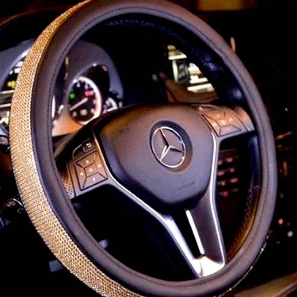 Dark Chocolate Rhinestone Steering Wheel Cover